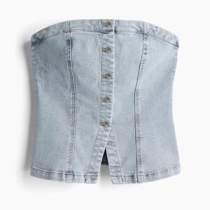 NWOT H&M Light Blue Denim Corset Top, Size S